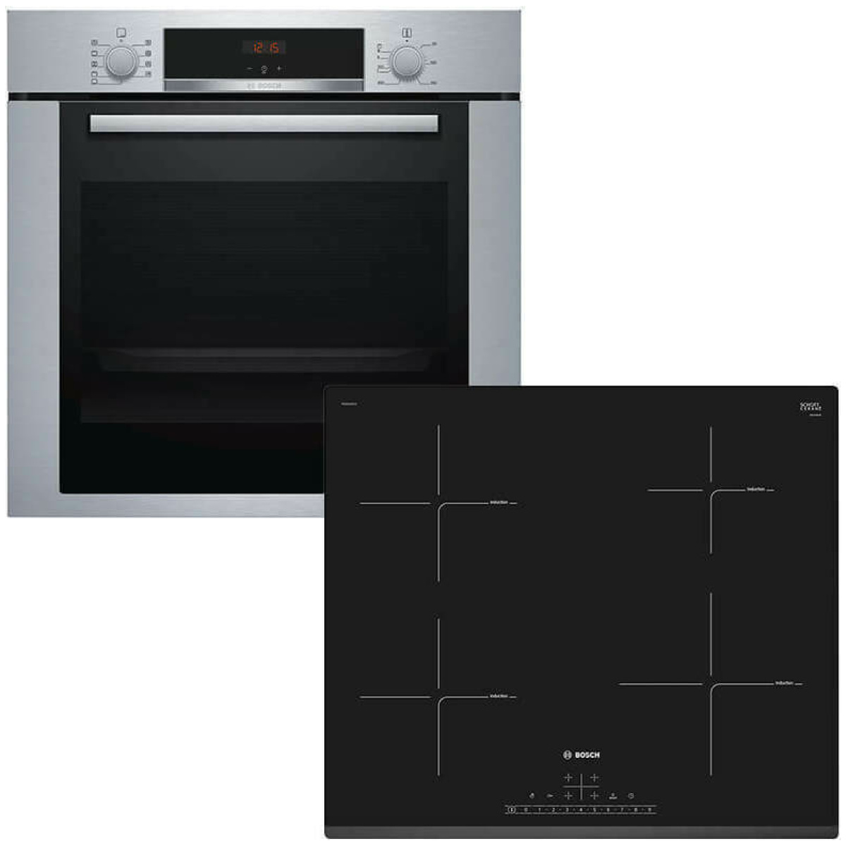 BOSCH HBA334YS0 + PIE631FB1E Φούρνος άνω Πάγκου 71lt με Εστίες Επαγωγικές ΕΩΣ 12 ΔΟΣΕΙΣ - Image 1