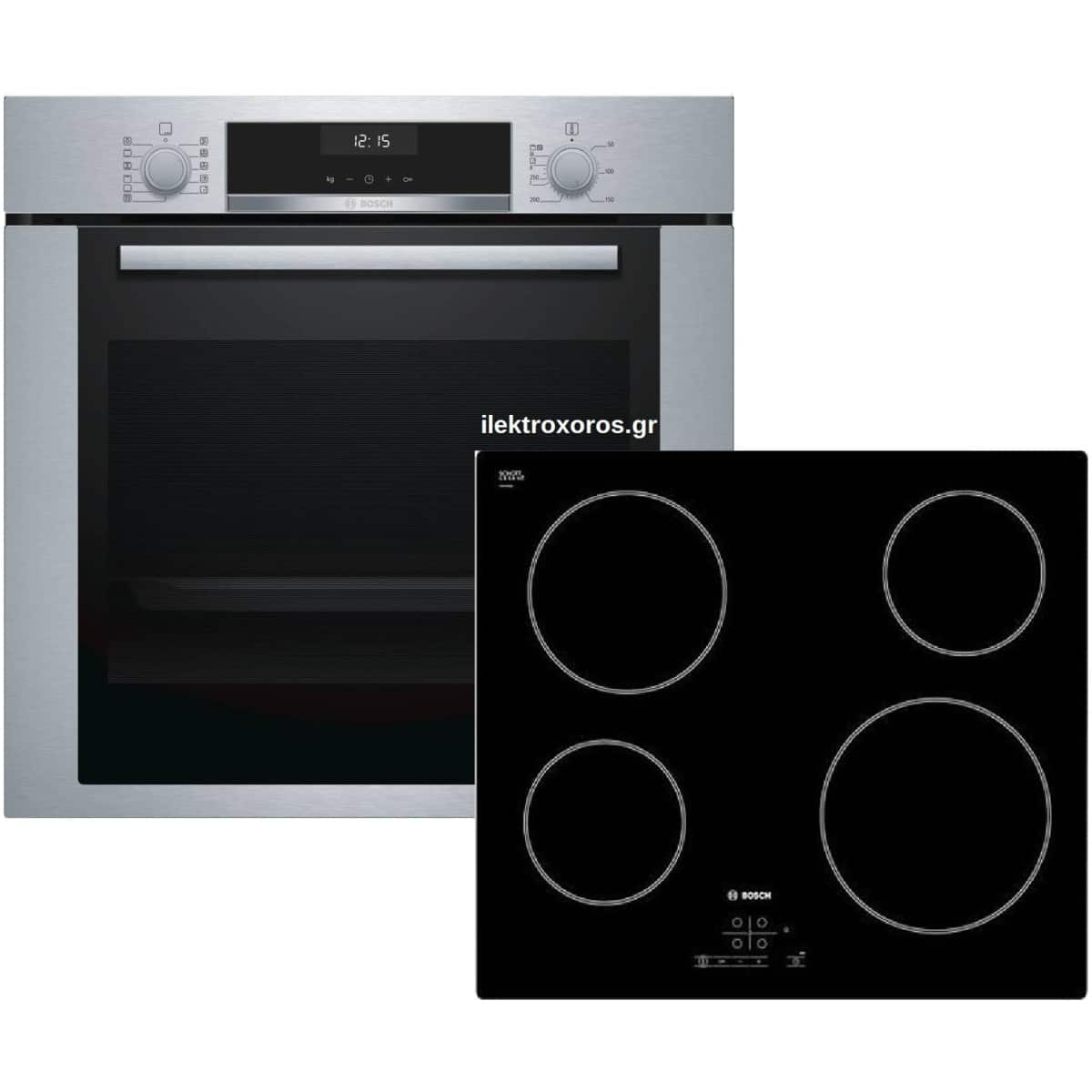 BOSCH HBA357BSO + PKE611B17E Κουζίνα Εντοιχιζόμενη με Κεραμικές Εστίες ΕΩΣ 12 ΔΟΣΕΙΣ - Image 1