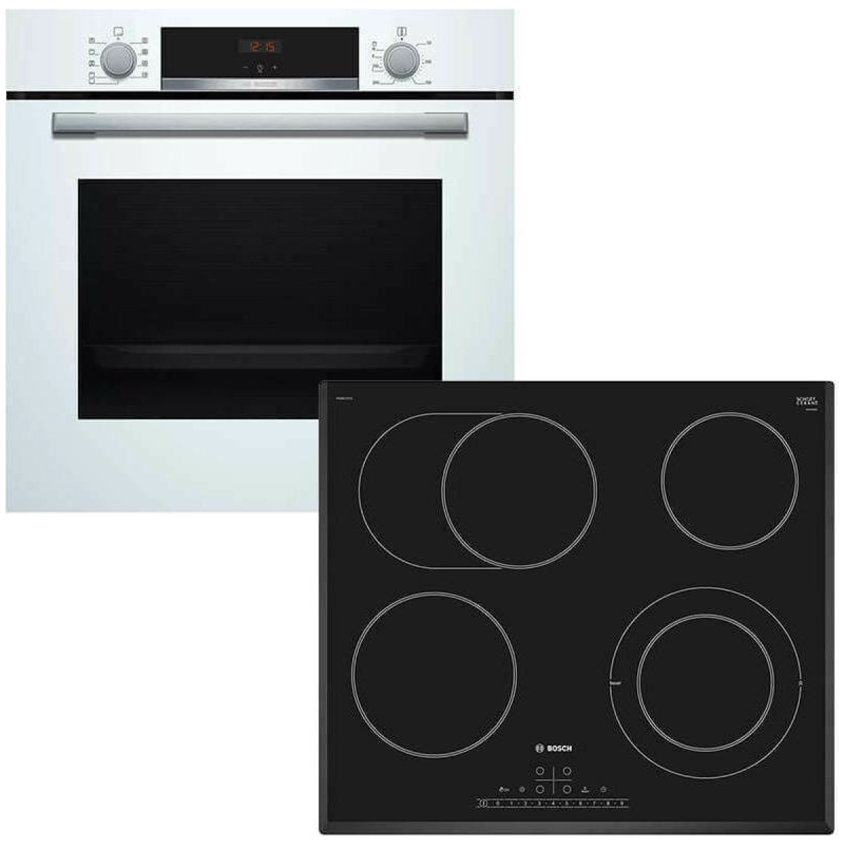 BOSCH HBA534BW0 + PKF651FP1E Φούρνος άνω Πάγκου 71lt με Εστίες Κεραμικές ΕΩΣ 12 ΔΟΣΕΙΣ - Image 1