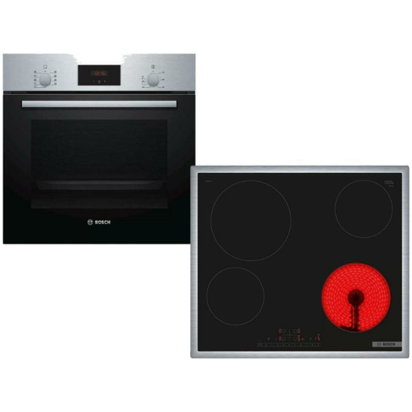 Bosch HBF134ES1 + PKE645FP2E Φούρνος άνω Πάγκου 66lt με Κεραμικές Εστίες Inox ΕΩΣ 12 ΔΟΣΕΙΣ