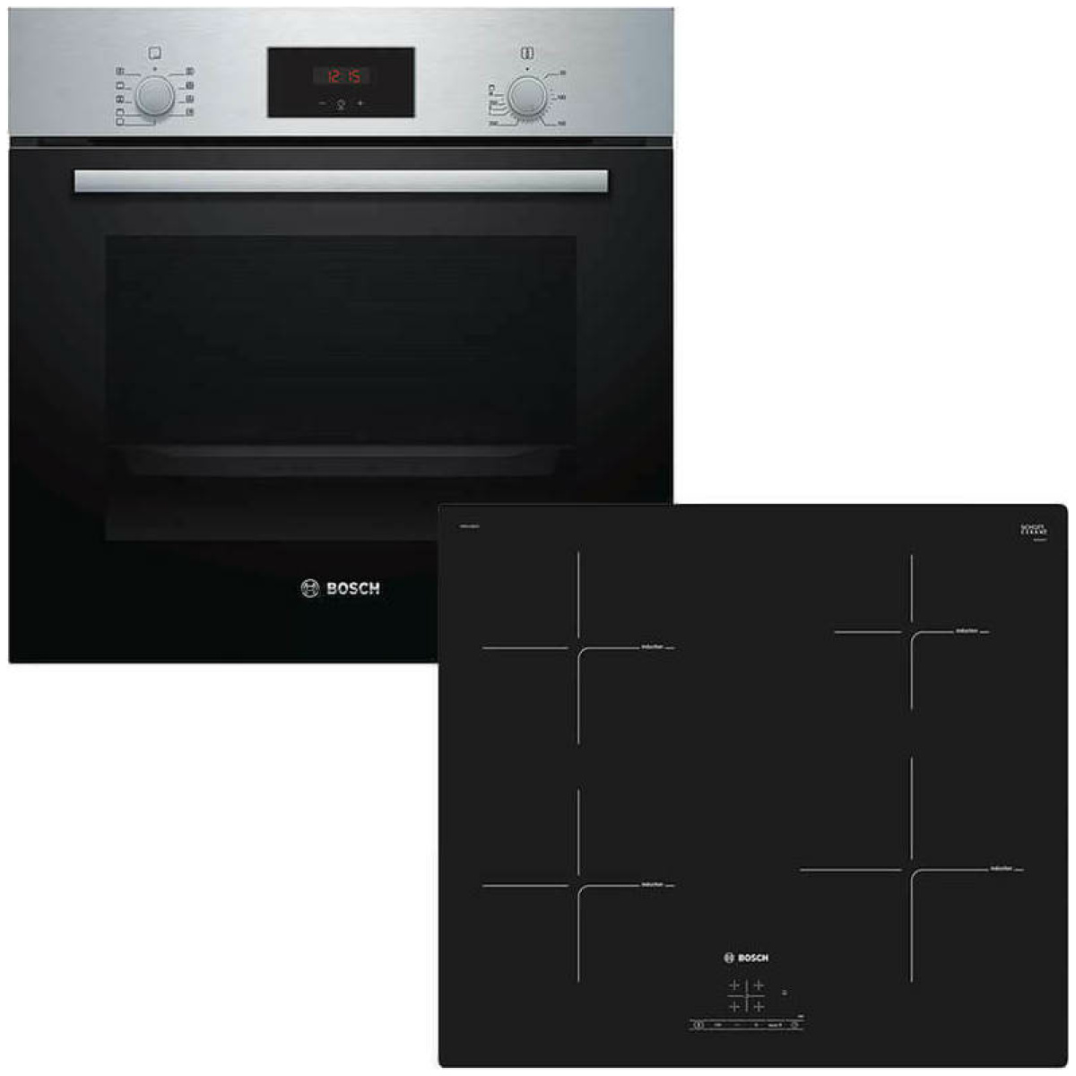 BOSCH HBF134YS1 + PIE611BB1E Φούρνος 66lt άνω Πάγκου με Εστίες Επαγωγικές A ΕΩΣ 12 ΔΟΣΕΙΣ - Image 1