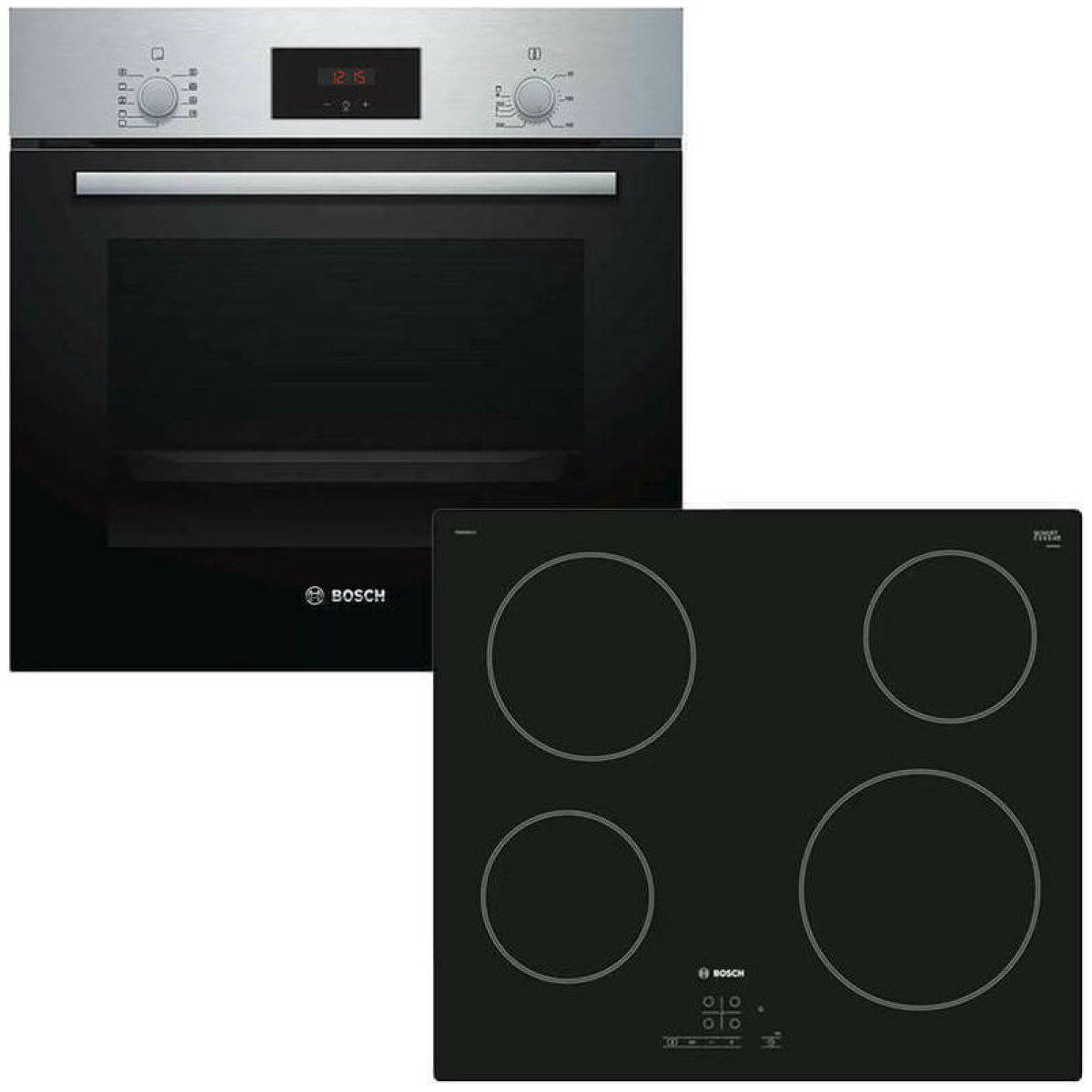 BOSCH HBF134YS1 + PKE611B17E Φούρνος 66lt άνω Πάγκου με Εστίες Κεραμικές A ΕΩΣ 12 ΔΟΣΕΙΣ - Image 1