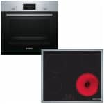 BOSCH HBF154ES0 + PKE645BB2E Φούρνος άνω Πάγκου 66lt με Κεραμικές Εστίες Π59.4εκ. Inox ΕΩΣ 12 ΔΟΣΕΙΣ