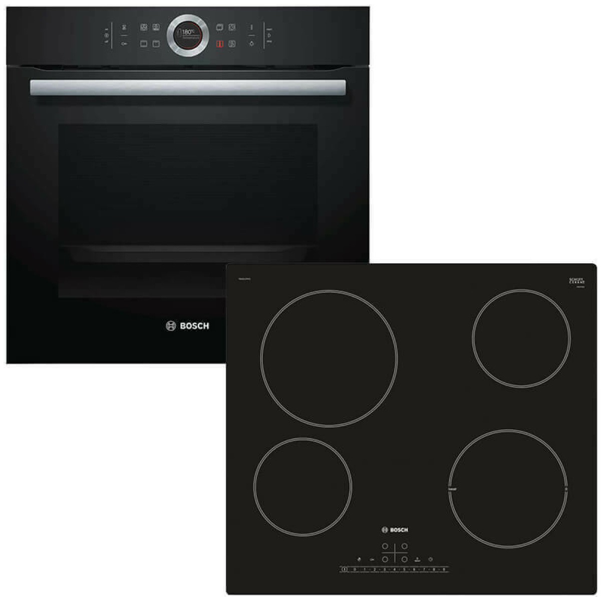 BOSCH HBG633BB1 + PKE611FP1E Φούρνος άνω Πάγκου 71lt με Εστίες Κεραμικές ΕΩΣ 12 ΔΟΣΕΙΣ - Image 1
