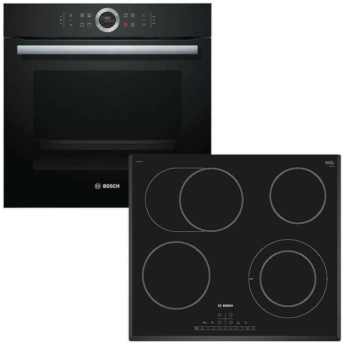 BOSCH HBG633BB1 + PKN651FP1E Φούρνος άνω Πάγκου 71lt με Εστίες Κεραμικές ΕΩΣ 12 ΔΟΣΕΙΣ - Image 1
