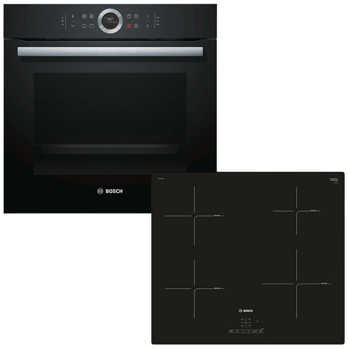 BOSCH HBG633NB1 + PIE611BB1E Κουζίνα Εντοιχιζόμενη με Επαγωγικές Εστίες 71lt ΕΩΣ 12 ΔΟΣΕΙΣ - Image 1