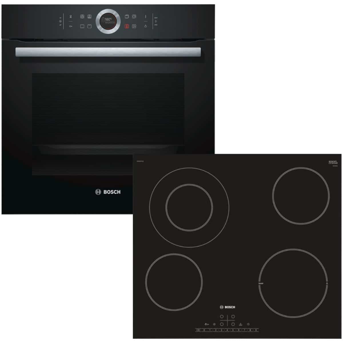 BOSCH HBG633NB1 + PKF651FP1E Κουζίνα Εντοιχιζόμενη με Κεραμικές Εστίες 71lt ΕΩΣ 12 ΔΟΣΕΙΣ - Image 1