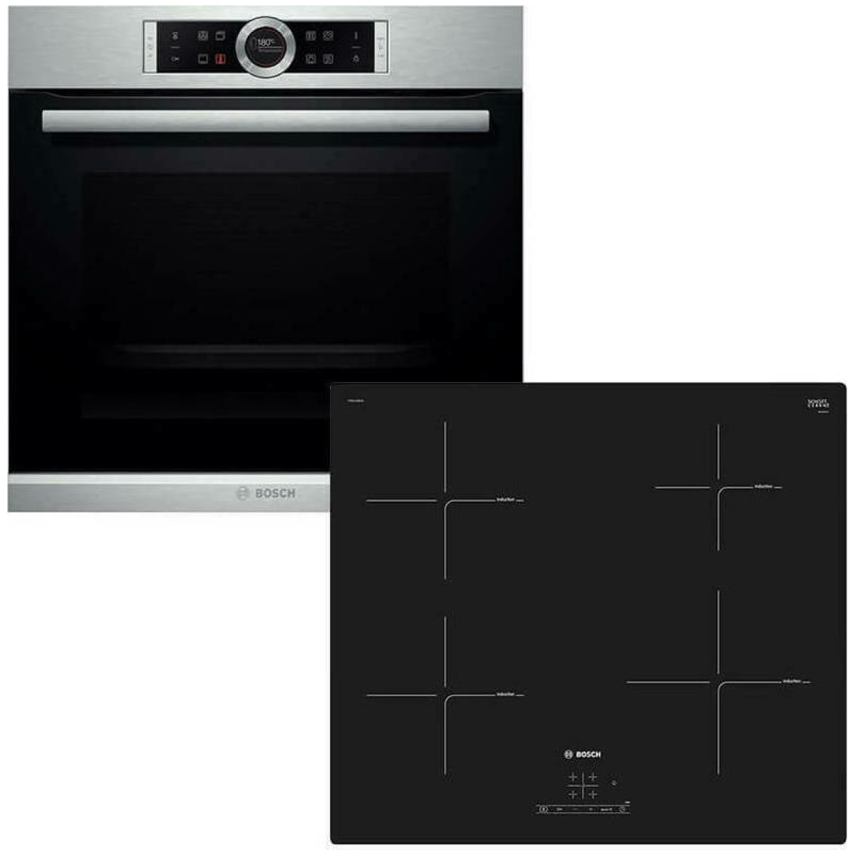 BOSCH HBG635BS1 + PIE611BB1E Φούρνος Ηλεκτρικός 71lt άνω Πάγκου με εστίες Επαγωγικές Α+ ΕΩΣ 12 ΔΟΣΕΙΣ - Image 1