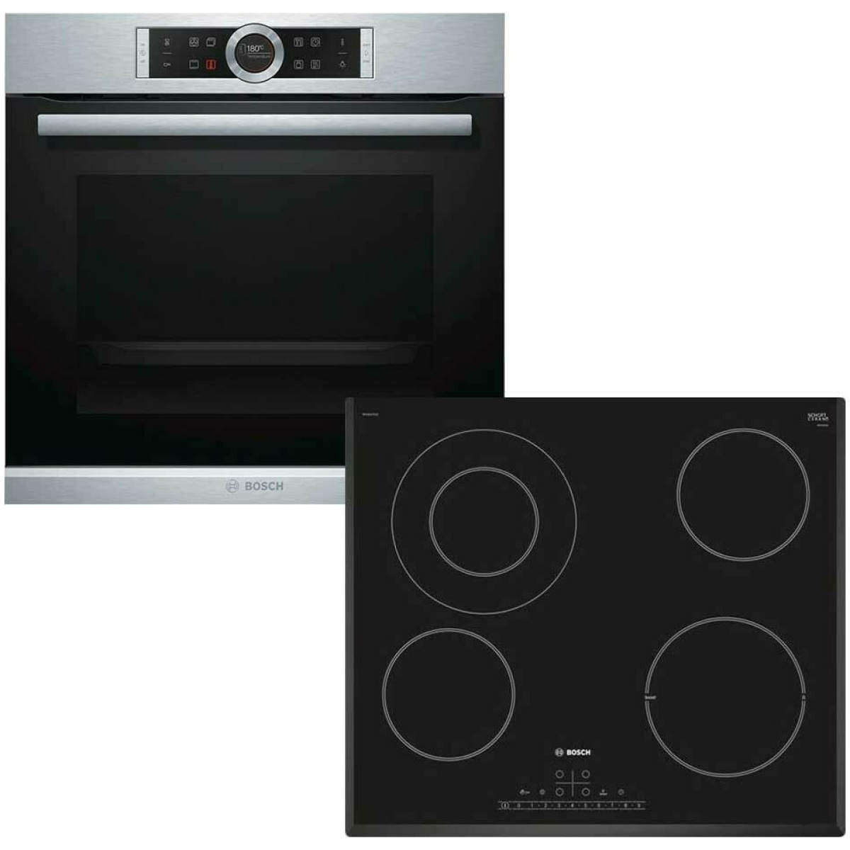 BOSCH HBG635BS1 + PKF651FP1E Φούρνος Ηλεκτρικός 71lt άνω Πάγκου με εστίες Κεραμικές Α+ ΕΩΣ 12 ΔΟΣΕΙΣ - Image 1