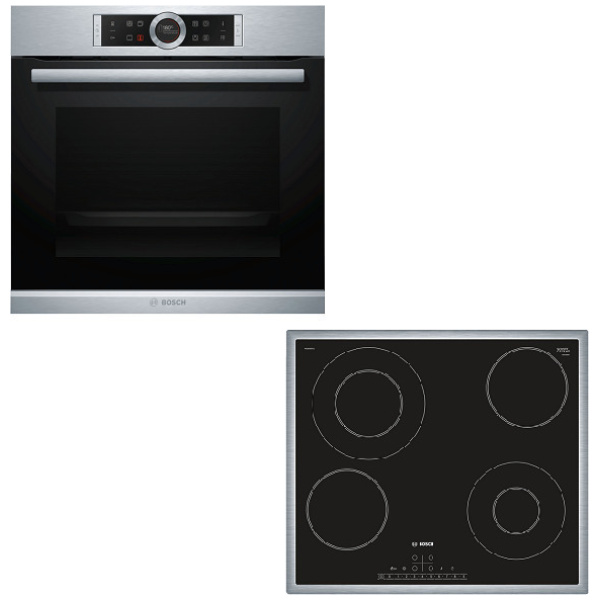 BOSCH HBG675BS1 + PKG645FB1G Φούρνος άνω Πάγκου 71lt με Εστίες Κεραμικές ΕΩΣ 12 ΔΟΣΕΙΣ
