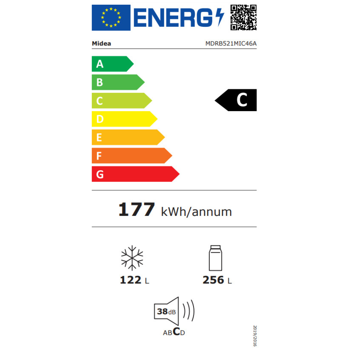 Midea Ψυγειοκαταψύκτης 378lt Total NoFrost Υ201,0xΠ59,5xΒ70εκ. Inox MDRB521MIC46A - Image 2