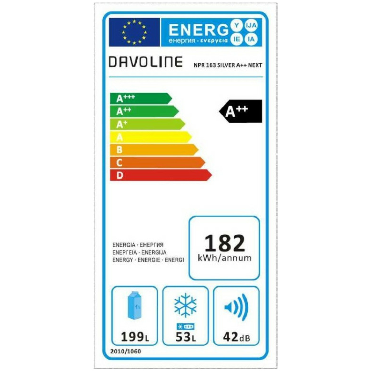 DAVOLINE NPR 163 Ψυγείο Δίπορτο A++ ΕΩΣ 12 ΔΟΣΕΙΣ - Image 3