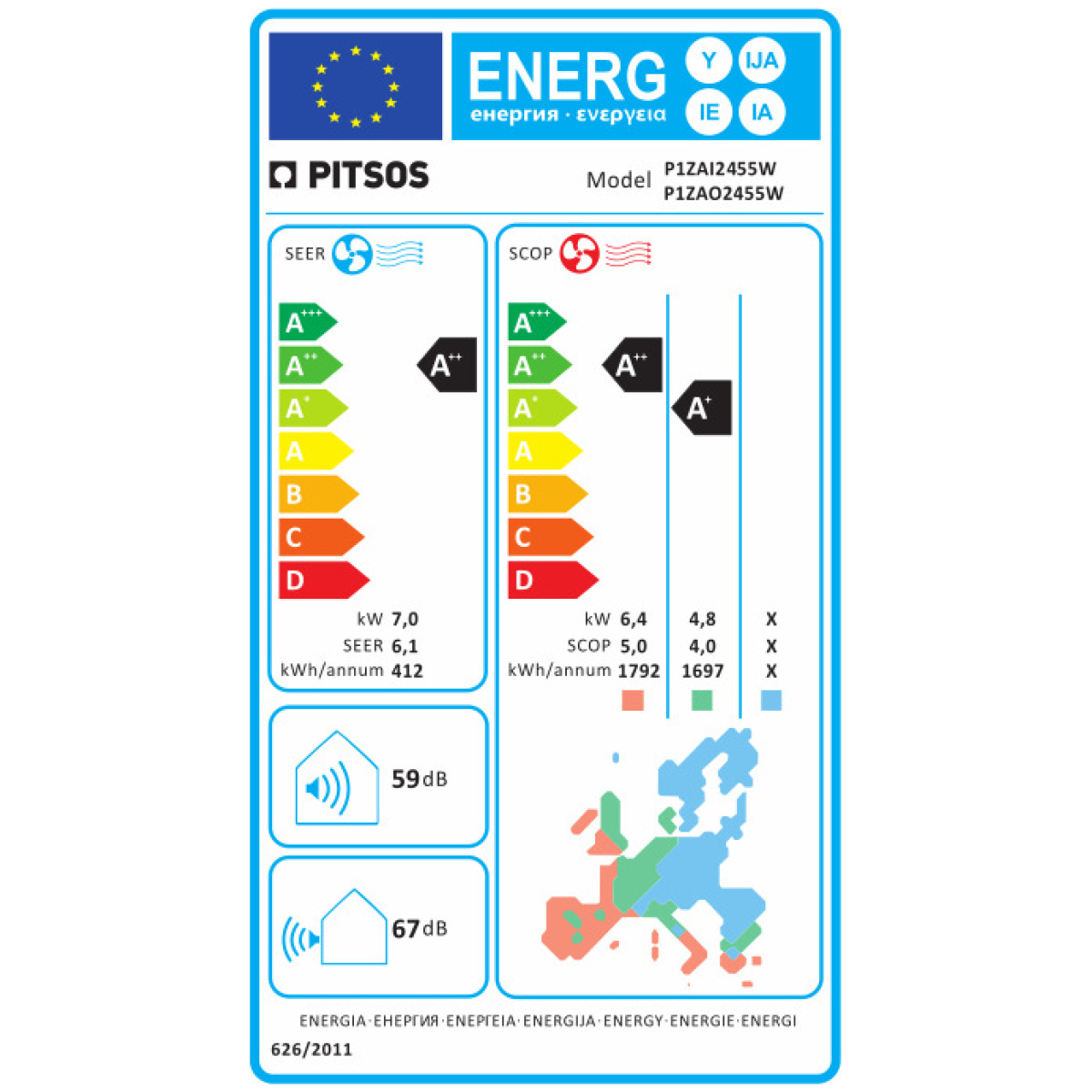 PITSOS Nefeli P1ZAI2455W / P1ZAO2455W Κλιματιστικό Τοίχου 24000BTU Α++/Α+ ΕΩΣ 12 ΔΟΣΕΙΣ - Image 2