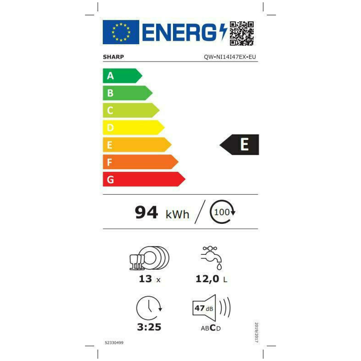 Sharp QW-NI14I47EX Πλήρως Εντοιχιζόμενο Πλυντήριο Πιάτων για 13 Σερβίτσια Π59.8xY82εκ. Λευκό (ΕΩΣ 12 ΔΟΣΕΙΣ) - Image 5