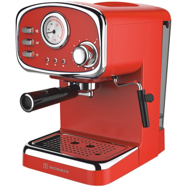 MORRIS R20808EMR Μηχανή Espresso Retro Red 1100W Πίεσης 20bar ΕΩΣ 12 ΔΟΣΕΙΣ