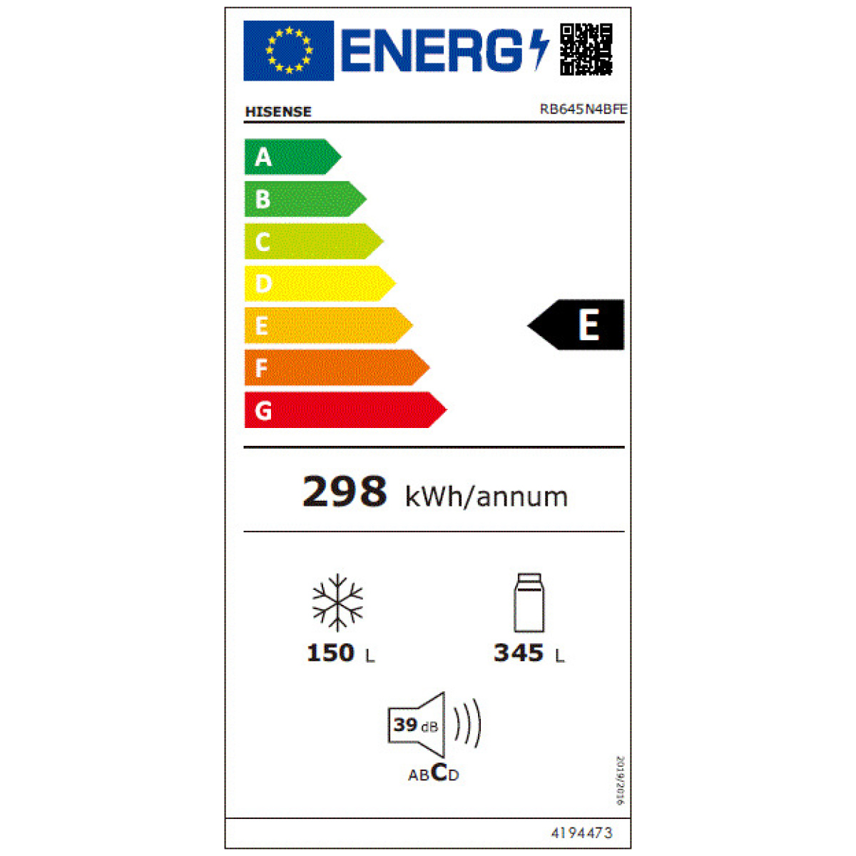 HiSENSE RB645N4BFE Ψυγειοκαταψύκτης 495lt Total NoFrost E ΕΩΣ 12 ΔΟΣΕΙΣ - Image 2