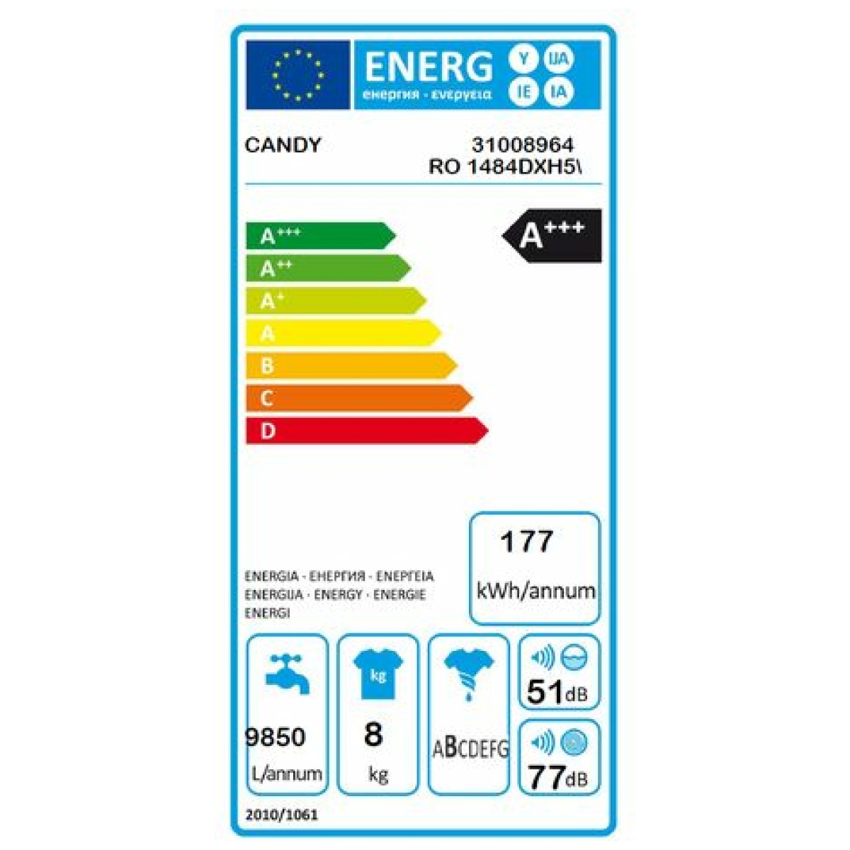 CANDY RO1484DXH51-S Πλυντήριο Ρούχων 8KG A+++ ΕΩΣ 12 ΔΟΣΕΙΣ - Image 2