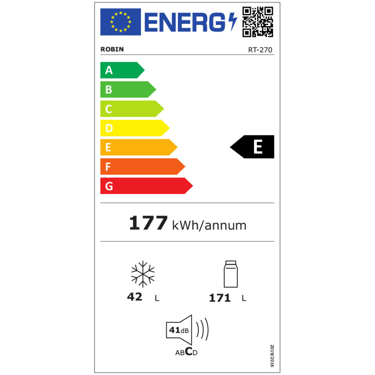 Robin RT-270E Ψυγείο Δίπορτο 213lt Υ144xΠ54xΒ54εκ. Λευκό (ΕΩΣ 12 ΔΟΣΕΙΣ) - Image 2