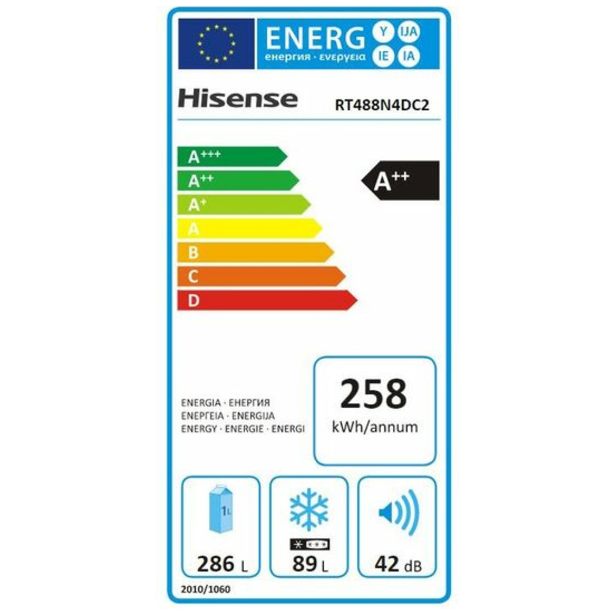 HISENSE RT488N4DC2 Ψυγείο Δίπορτο NoFrost Inox A++ ΕΩΣ 12 ΔΟΣΕΙΣ - Image 2