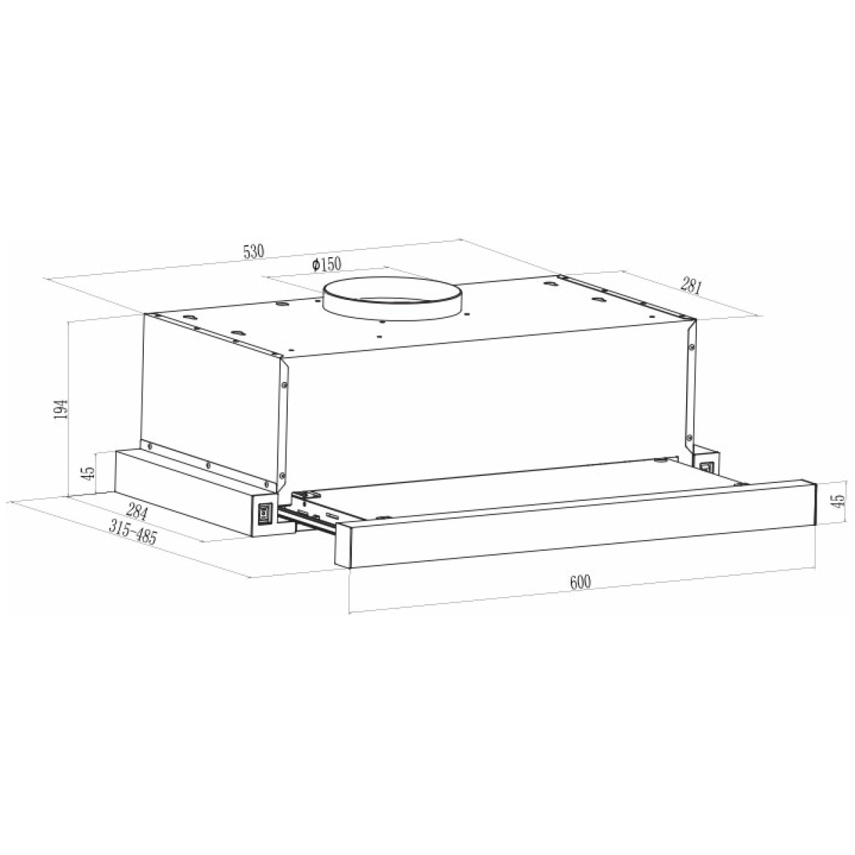 GRUPPE S-3003A-C05-M7-600 Απορροφητήρας Συρόμενος Μαύρος ΕΩΣ 12 ΔΟΣΕΙΣ - Image 2