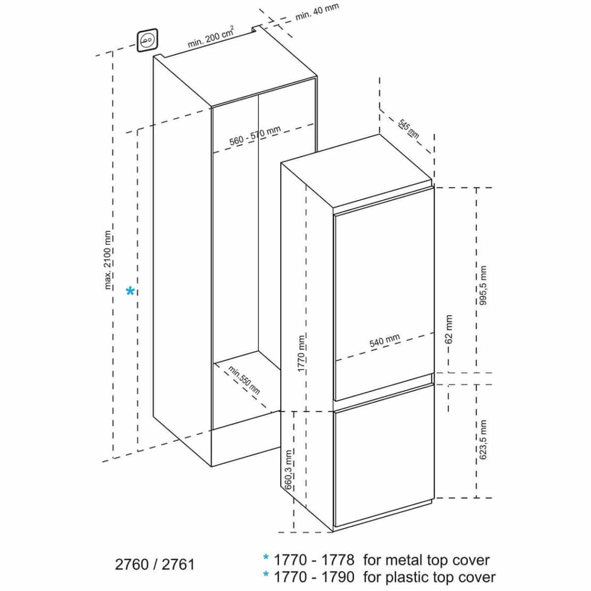 SHARP SJ-BF250M1XS Ψυγειοκαταψύκτης Εντοιχιζόμενος 251lt Υ177xΠ54xΒ54.5εκ. Λευκός F ΕΩΣ 12 ΔΟΣΕΙΣ - Image 2