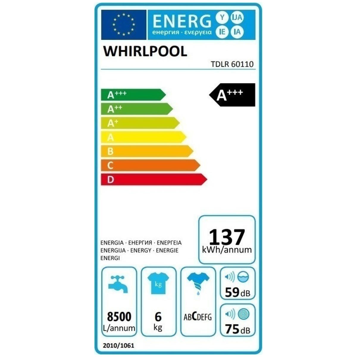 WHIRLPOOL TDLR 60110 Πλυντήριο ρούχων 6kg A++ ΕΩΣ 12 ΔΟΣΕΙΣ - Image 4