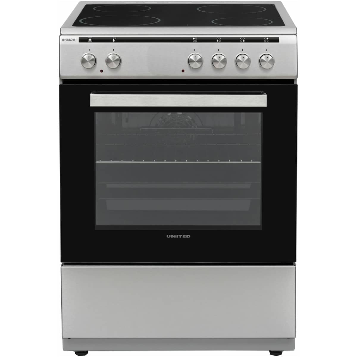United UFV-68279T Κουζίνα 69lt με Κεραμικές Εστίες Π60εκ. Inox (ΕΩΣ 12 ΔΟΣΕΙΣ) - Image 1