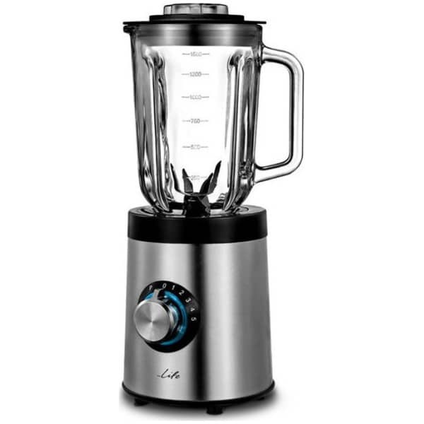 LIFE Veloce Μπλέντερ με Γυάλινη Κανάτα 1.5lt 800Watt Inox