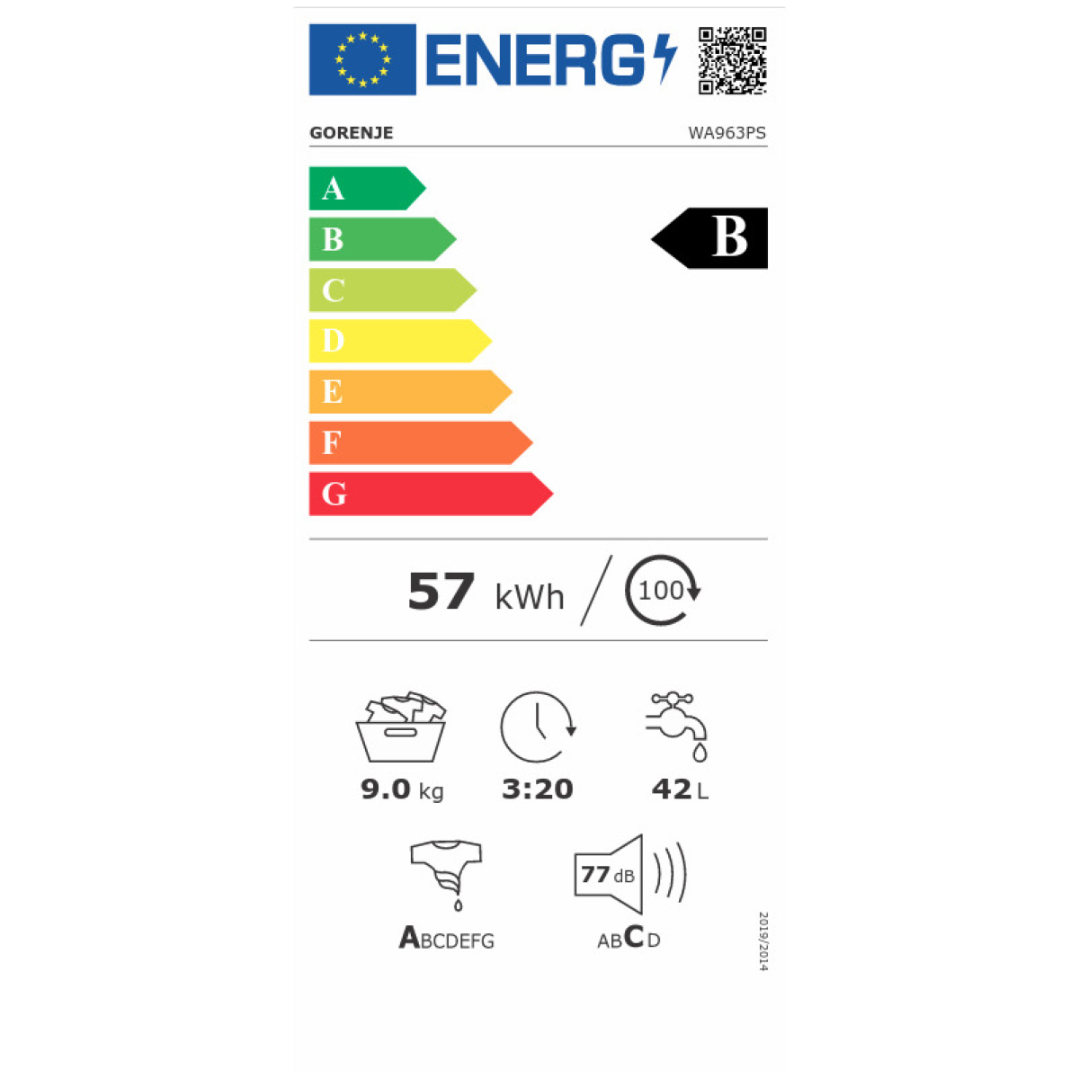 GORENJE WA963PS Πλυντήριο Ρούχων 9kg A+++(B) (4 χρόνια Εγγύηση) ΕΩΣ 12 ΔΟΣΕΙΣ - Image 2