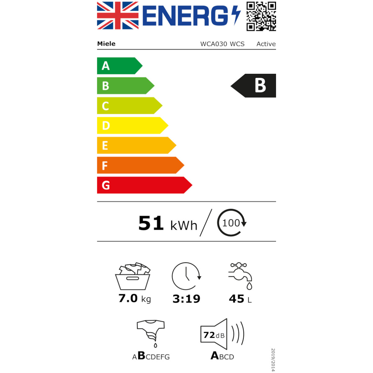 MIELE WCA 030 WCS Active Pwash Πλυντήριο Ρούχων 7kg B ΕΩΣ 12 ΔΟΣΕΙΣ - Image 2