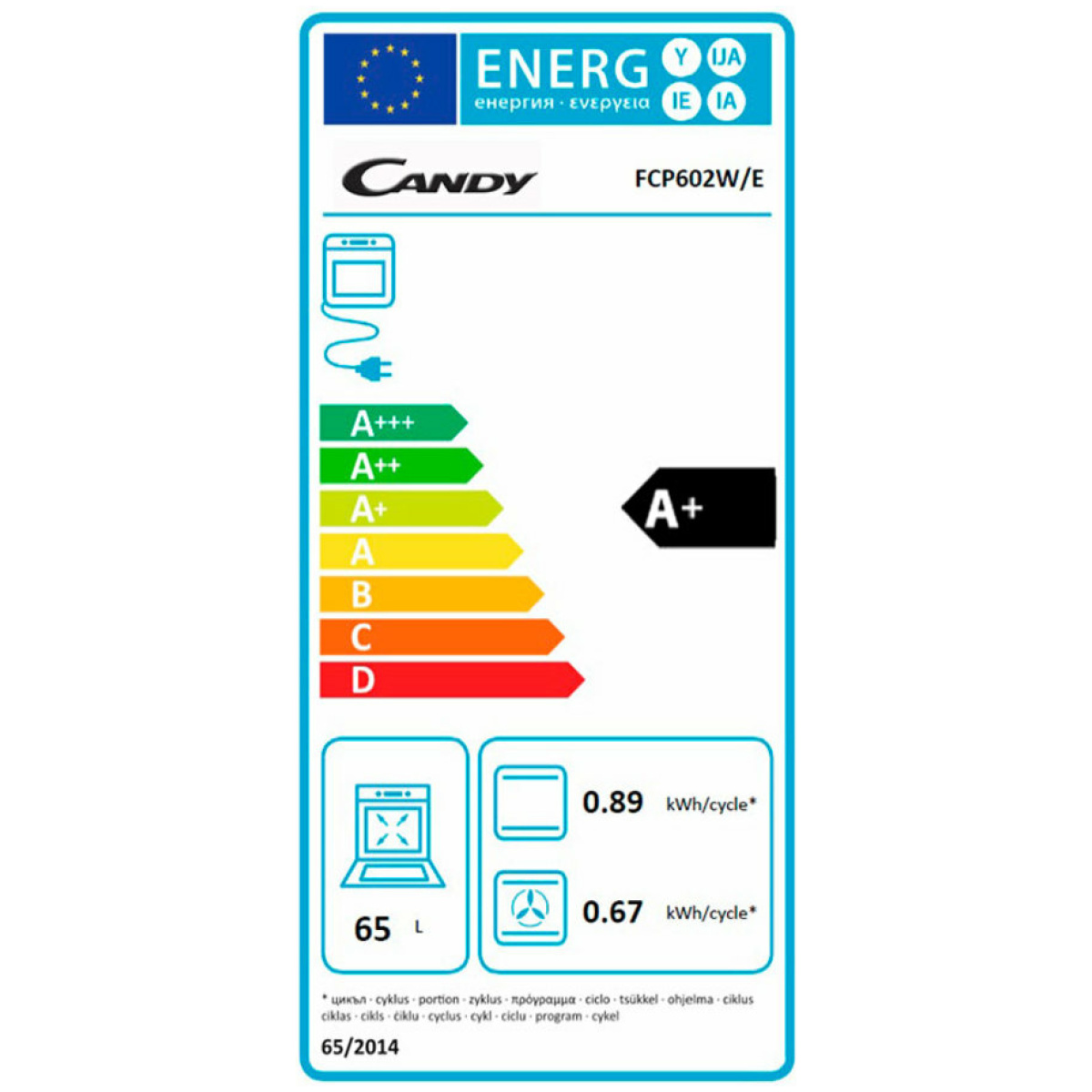 CANDY FCP602 W E Φούρνος Εντοιχιζόμενος Άνω Πάγκου 65lt Λευκός Α+ ΕΩΣ 12 ΔΟΣΕΙΣ - Image 2