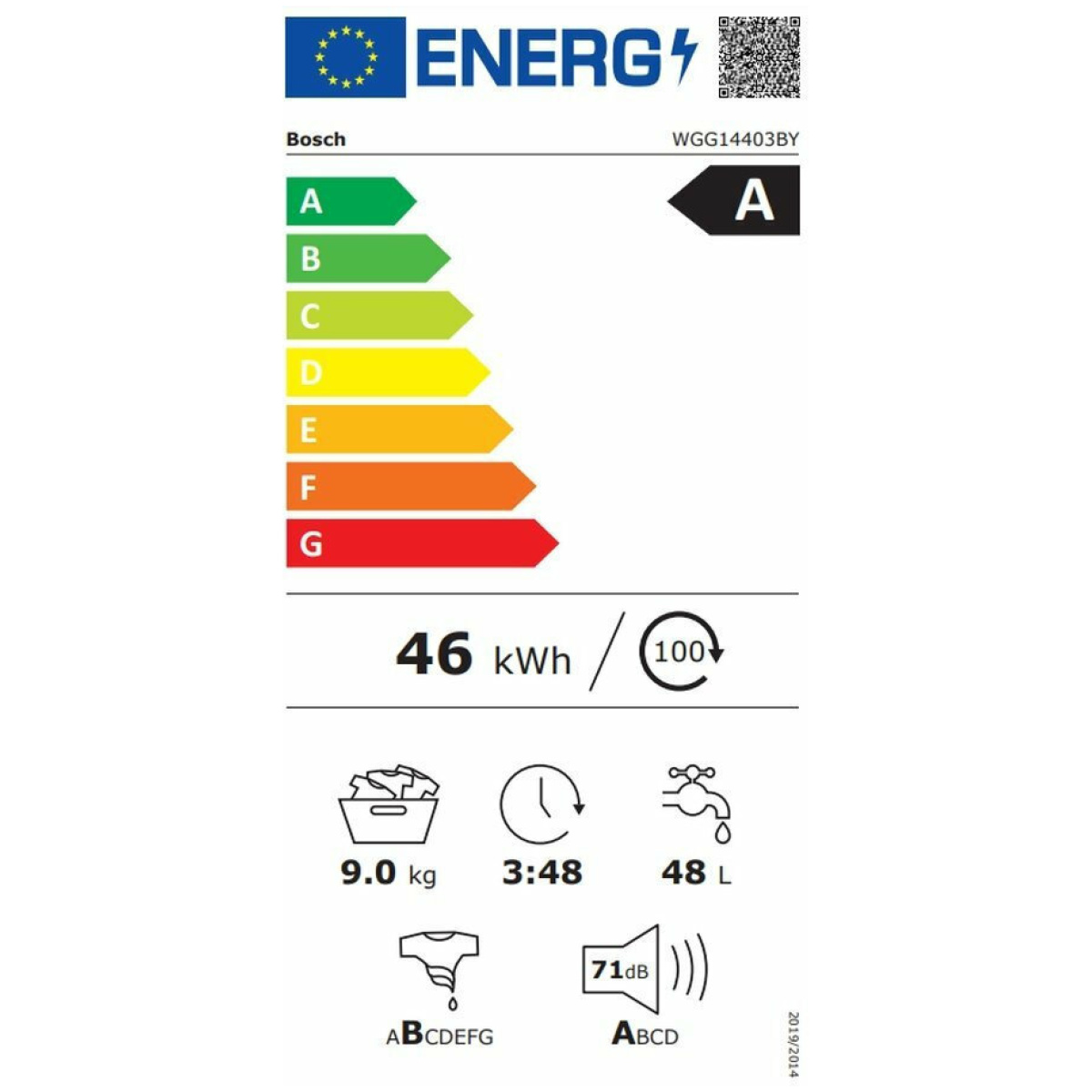 Bosch WGG14403BY Πλυντήριο Ρούχων 9kg 1400 Στροφών Α ΕΩΣ 12 ΔΟΣΕΙΣ - Image 3