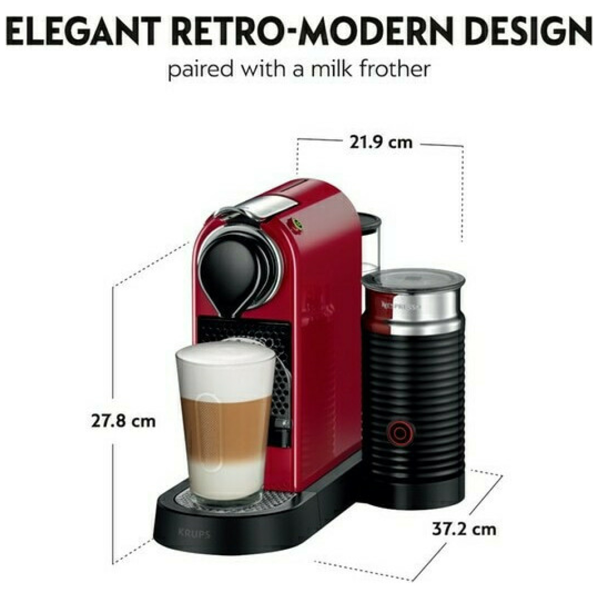 Krups XN7615V Citiz & Milk Καφετιέρα για Κάψουλες Nespresso Πίεσης 19bar με Αφρογαλιέρα Red (ΕΩΣ 12 ΔΟΣΕΙΣ) - Image 6