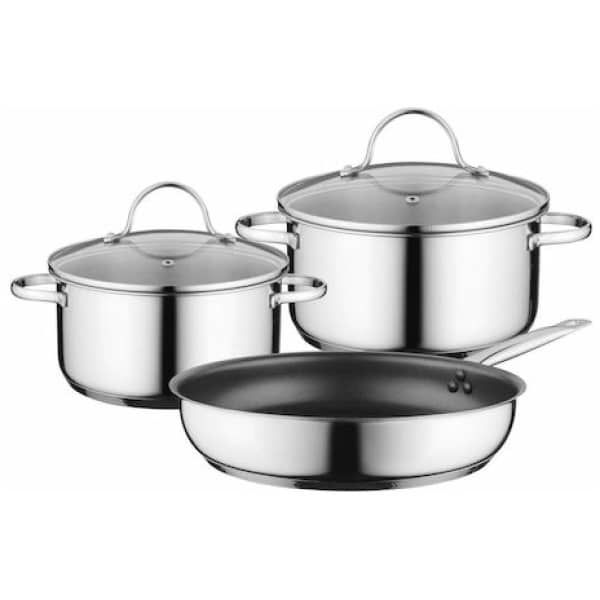 NEFF Z943SE0 Σετ Μαγειρικά Σκεύη από Ανοξείδωτο Ατσάλι Ασημί με Αντικολλητική Επίστρωση 3τμχ ΕΩΣ 12 ΔΟΣΕΙΣ