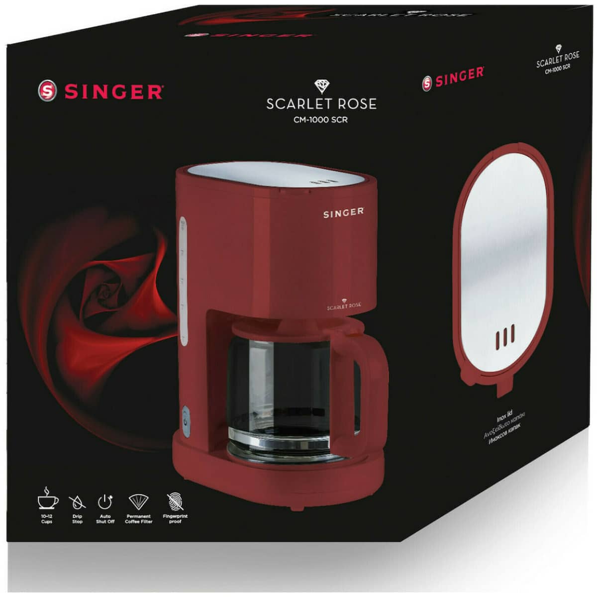 ΚΑΦΕΤΙΕΡΑ ΦΙΛΤΡΟΥ SINGER SCARLET CM-1000SCR 1000W ROSE ΕΩΣ 12 ΔΟΣΕΙΣ - Image 2