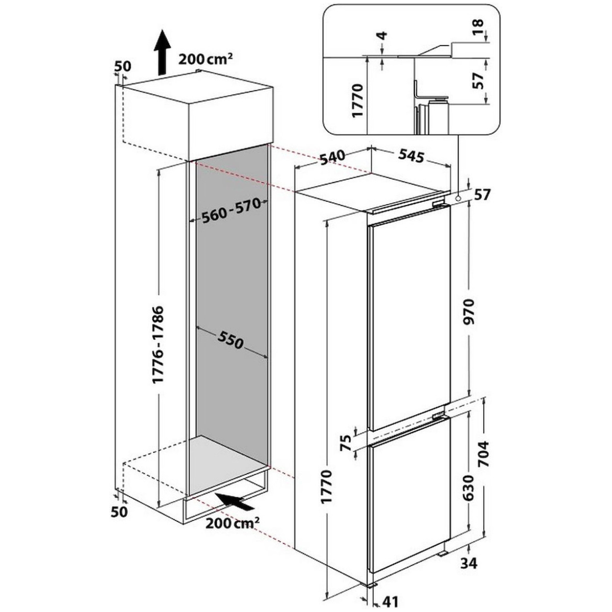 ΨΥΓΕΙΟΚΑΤΑΨΥΚΤΗΣ WHIRLPOOL ART 66112 ΕΝΤΟΙΧΙΖΟΜΕΝΟΣ ΛΕΥΚΟΣ 177x54.1xΒ54.5CM ΕΩΣ 12 ΔΟΣΕΙΣ - Image 3