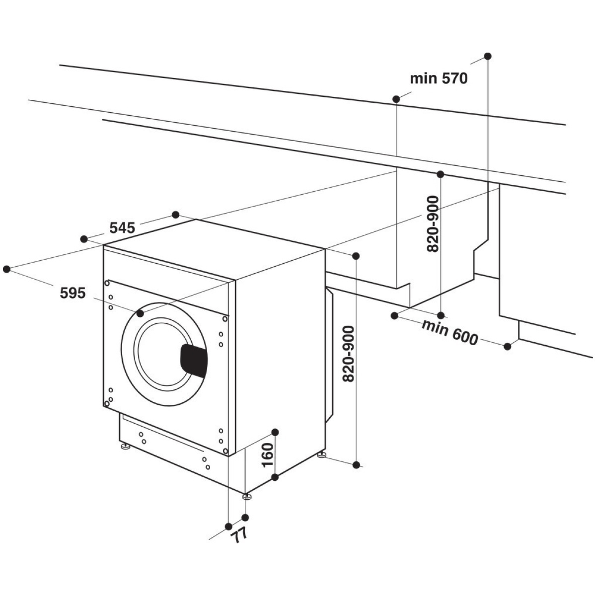 Whirlpool WMWG 81485E EU Εντοιχιζόμενο Πλυντήριο Ρούχων 8kg 1400 Στροφών ΕΩΣ 12 ΔΟΣΕΙΣ - Image 3