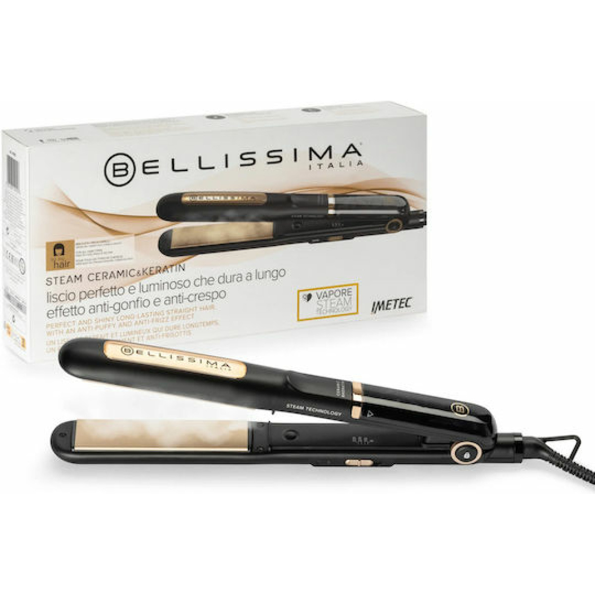 Bellissima Q8604 Steam Ceramic & Keratin 11915 Πρέσα Μαλλιών με Ατμό και Κεραμικές Πλάκες - Image 6
