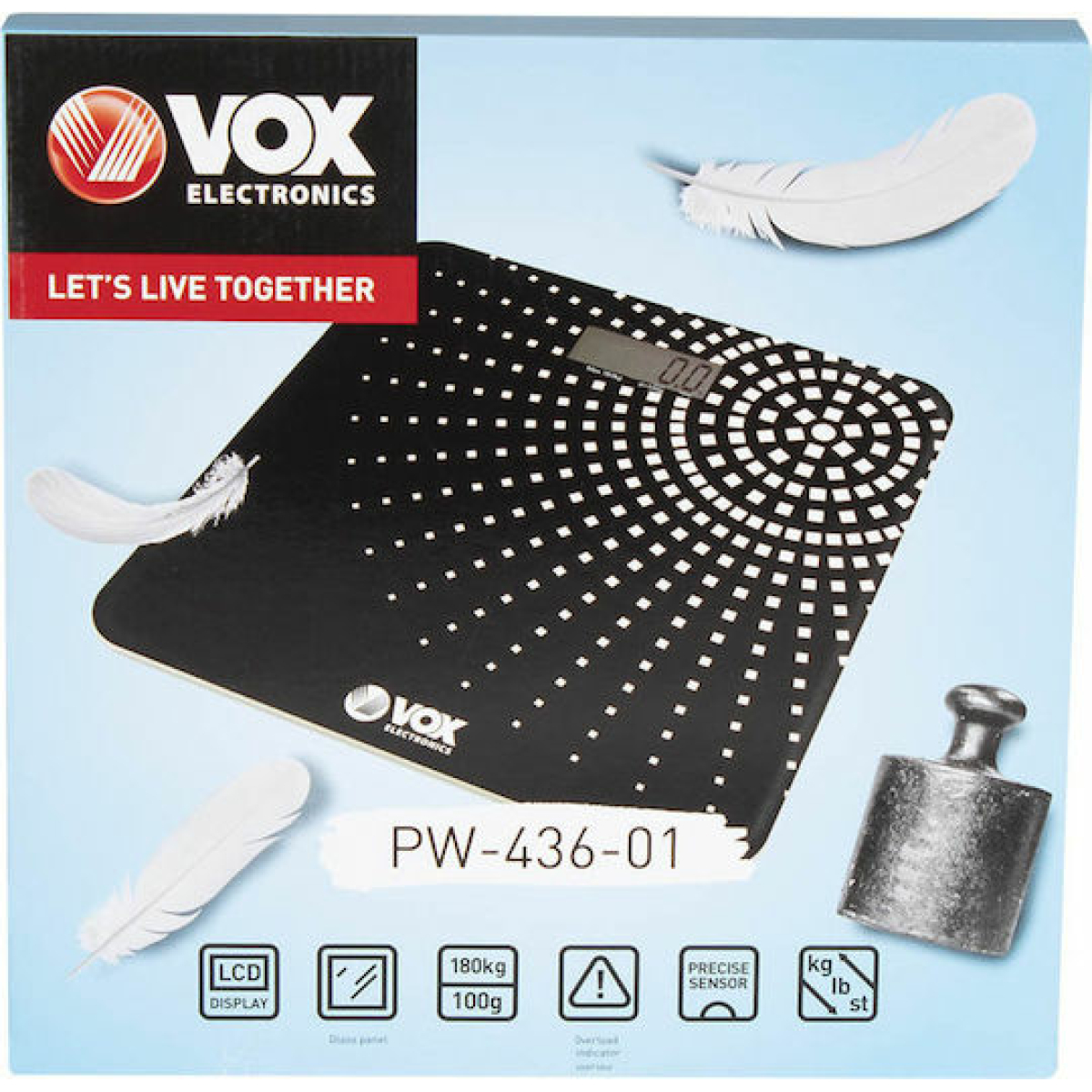 Vox PW436-01 Electronics Ψηφιακή Ζυγαριά σε Μαύρο χρώμα - Image 3