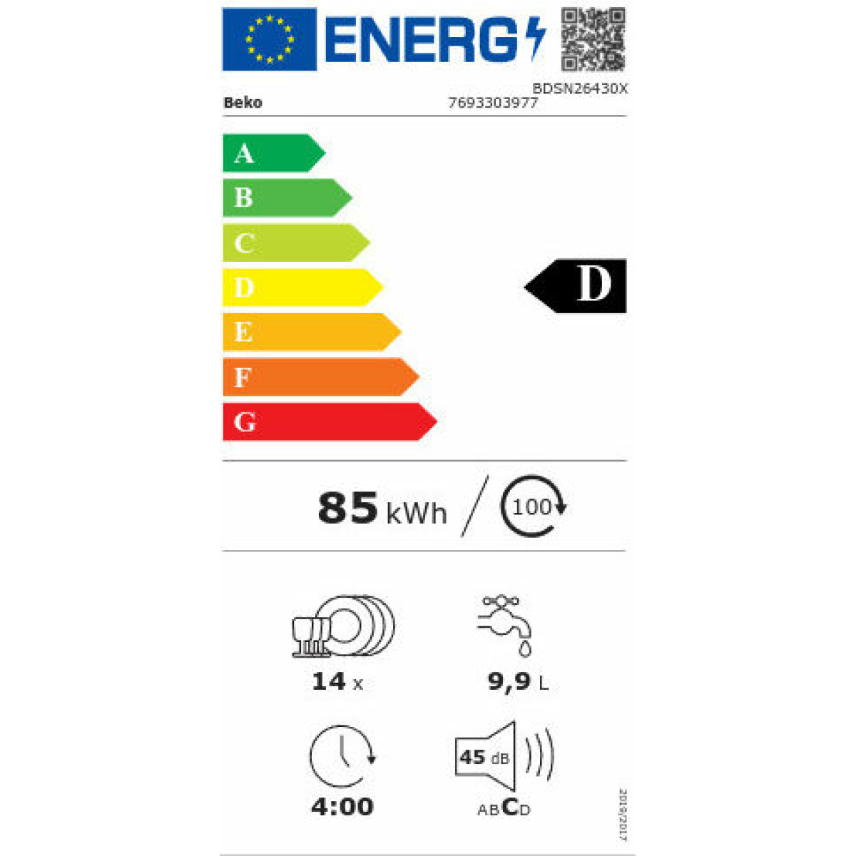 Beko Εντοιχιζόμενο Πλυντήριο Πιάτων για 14 Σερβίτσια Π60xY82εκ. Λευκό BDSN26430X - Image 2