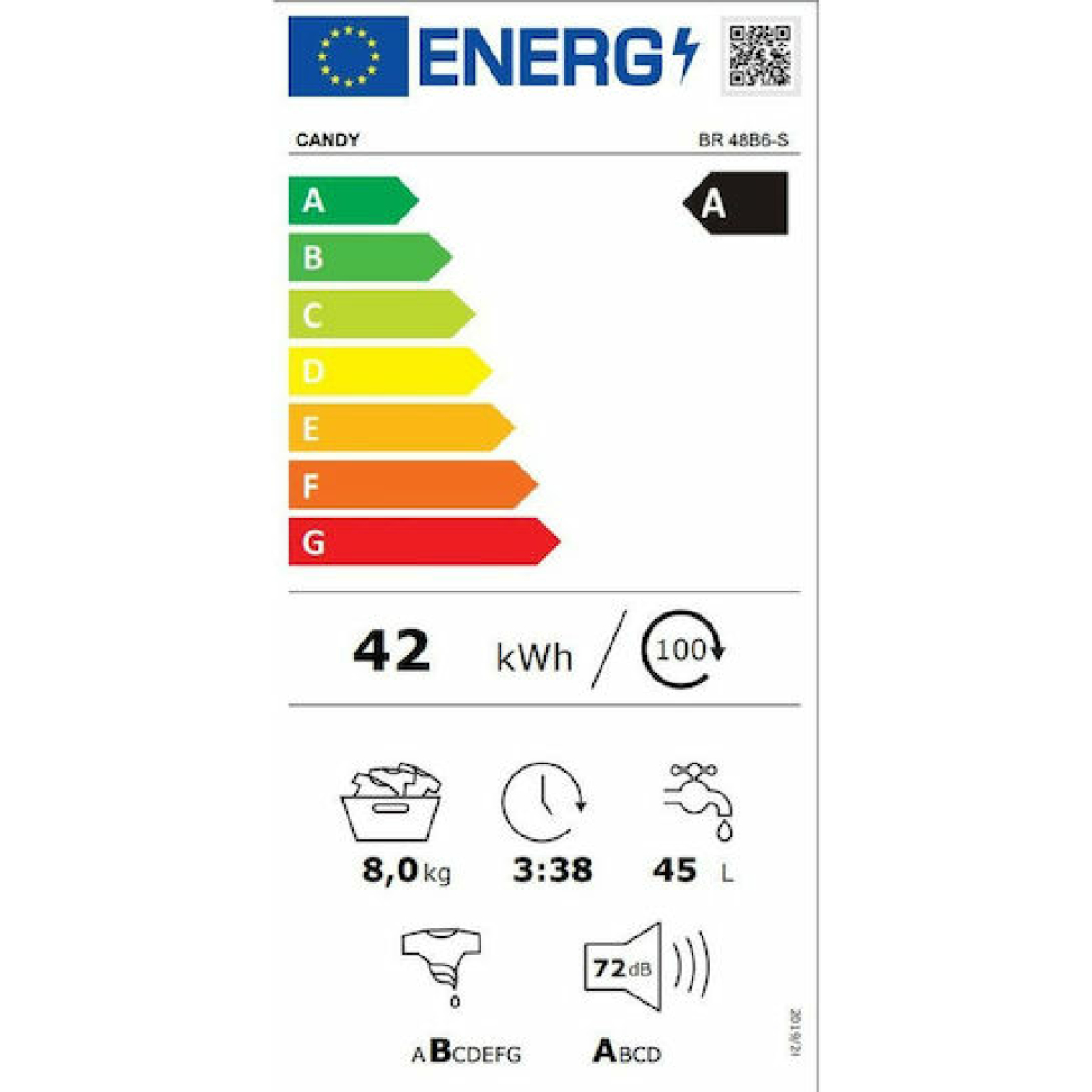CANDY ΠΛΥΝΤΗΡΙΟ ΡΟΥΧΩΝ BR 48B6-S PROWASH 500 8KG - Image 8