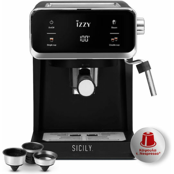 IZZY ΜΗΧΑΝΗ ESPRESSO IZ-6017 SICILY 1000W ΜΑΥΡΗ 224585