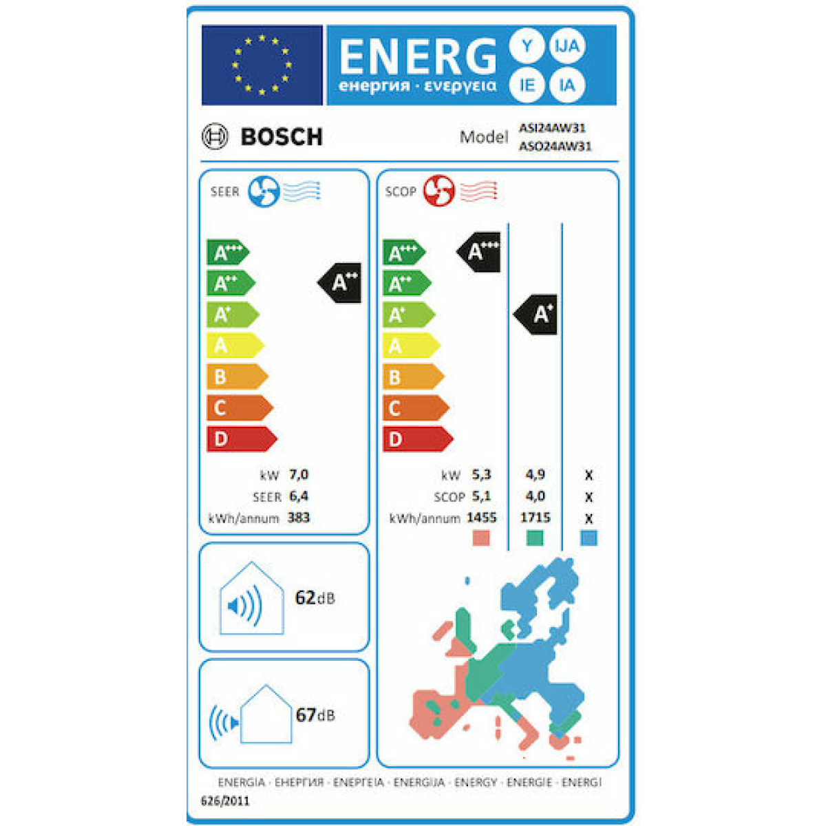 Bosch Series 6 PerfectClima Κλιματιστικό Inverter 24000 BTU A++/A+ με Ιονιστή και WiFi ASI24AW31/ASO24AW31 - Image 2