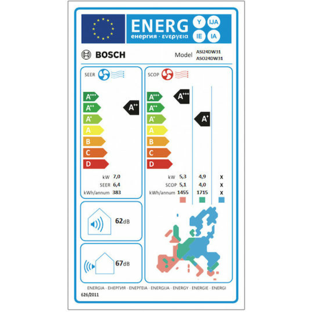 Bosch Series 4 Κλιματιστικό Inverter 24000 BTU A++/A+ με WiFi ASI24DW31/ASO24DW31 - Image 2