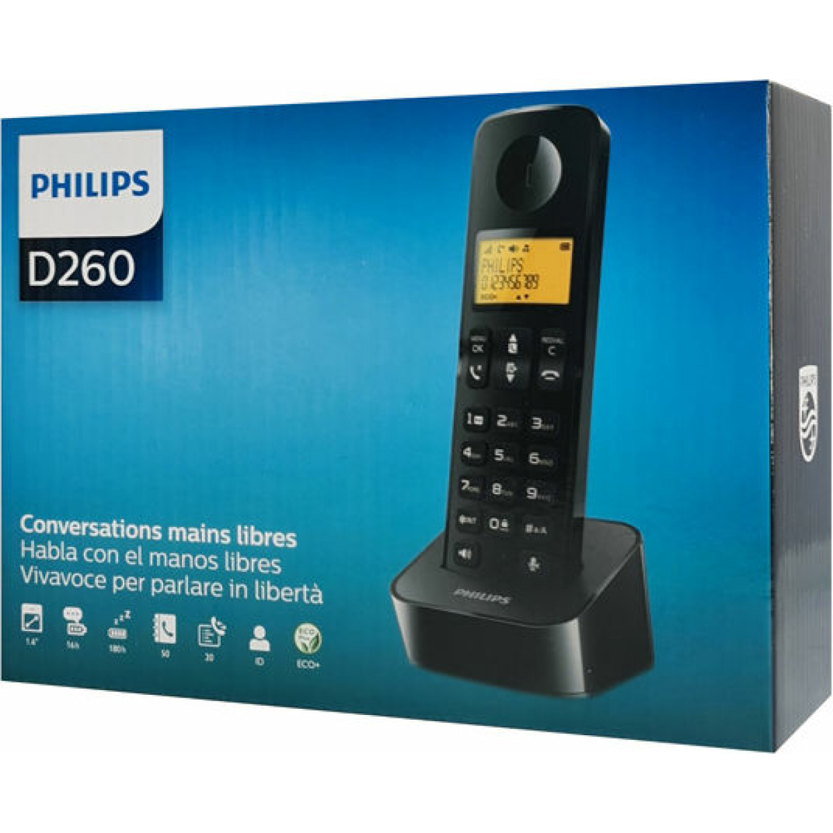 Philips D2601B-34 Ασύρματο Τηλέφωνο με Ελληνικό Μενού Μαύρο - Image 4