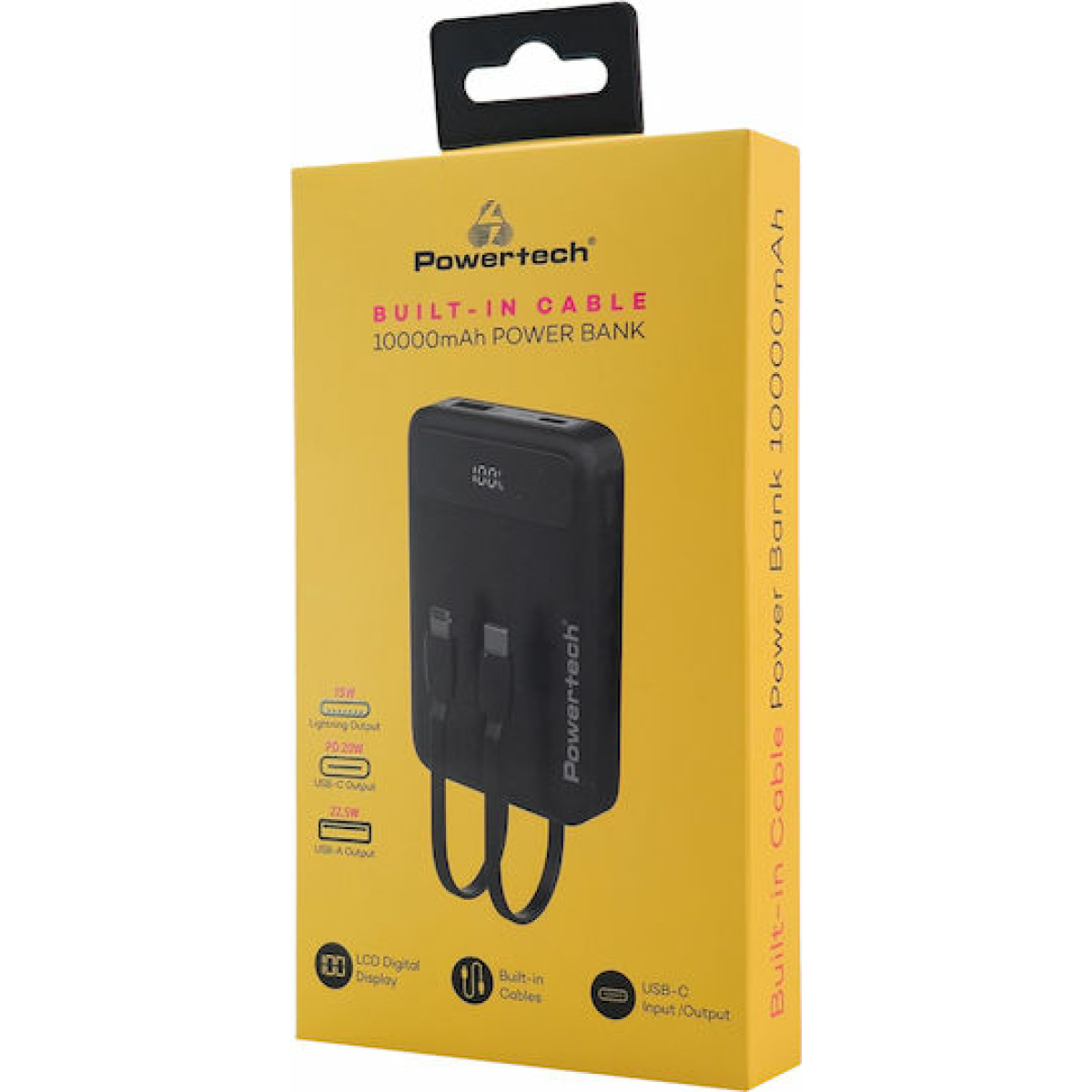 Powertech Power Bank PT-1417 10000mAh 22.5W με Θύρα USB-A και Θύρα USB-C Power Delivery / Quick Charge 3.0 Μαύρο - Image 3