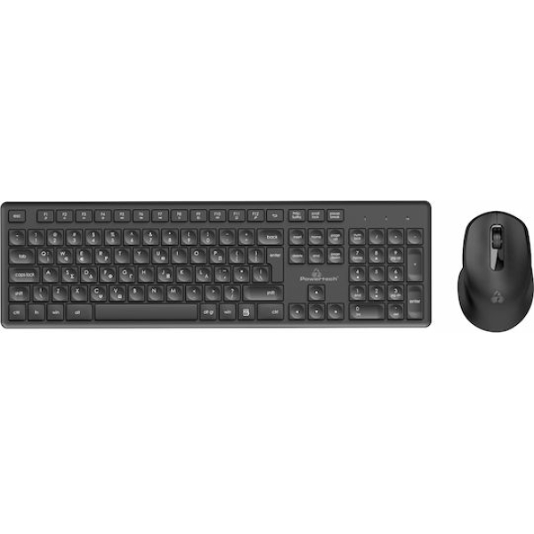 Powertech PT-1151 Ασύρματο Σετ Πληκτρολόγιο & Ποντίκι Ελληνικό Γκρι