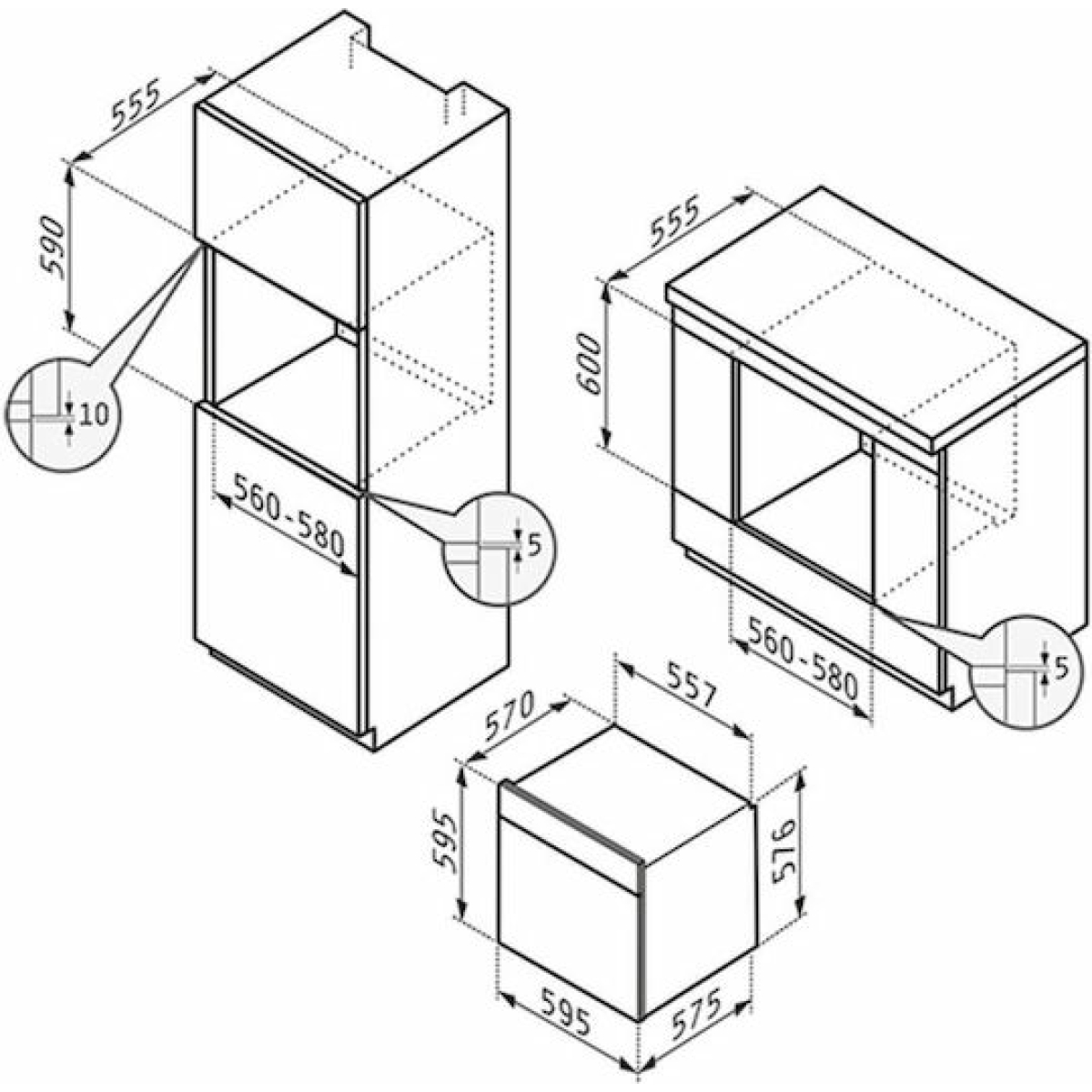 Pyramis PO78094010EBLΜ Φούρνος άνω Πάγκου 78lt Π59.5εκ. Μαύρος - Image 3
