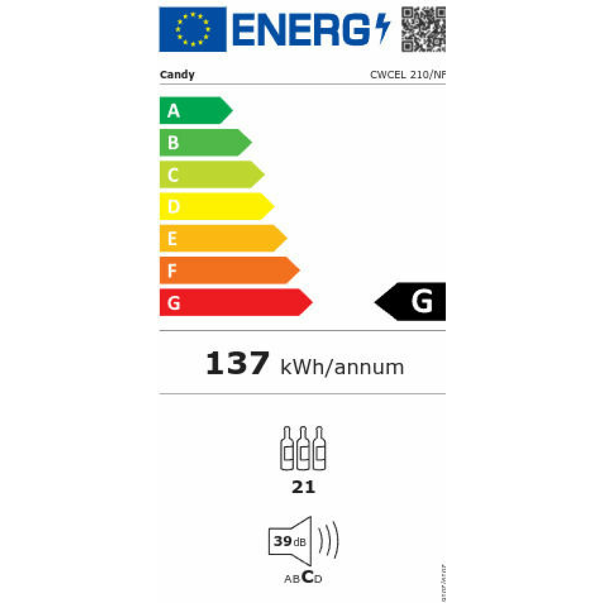 Candy Συντηρητής Κρασιών 21 Φιαλών CWCEL 210/NF - Image 3