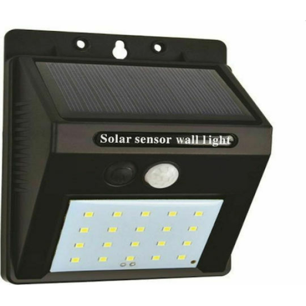 Eurolamp Επιτοίχιο Ηλιακό Φωτιστικό 0.55W 80lm Ψυχρό Λευκό 6500K με Αισθητήρα Κίνησης IP65 145-20810